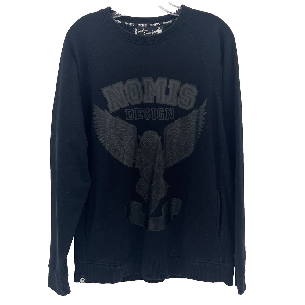 NOMIS x STEPHEN CARTWRIGHT Men's M Black Graphic Print Owl Crewneck Sweatshirt